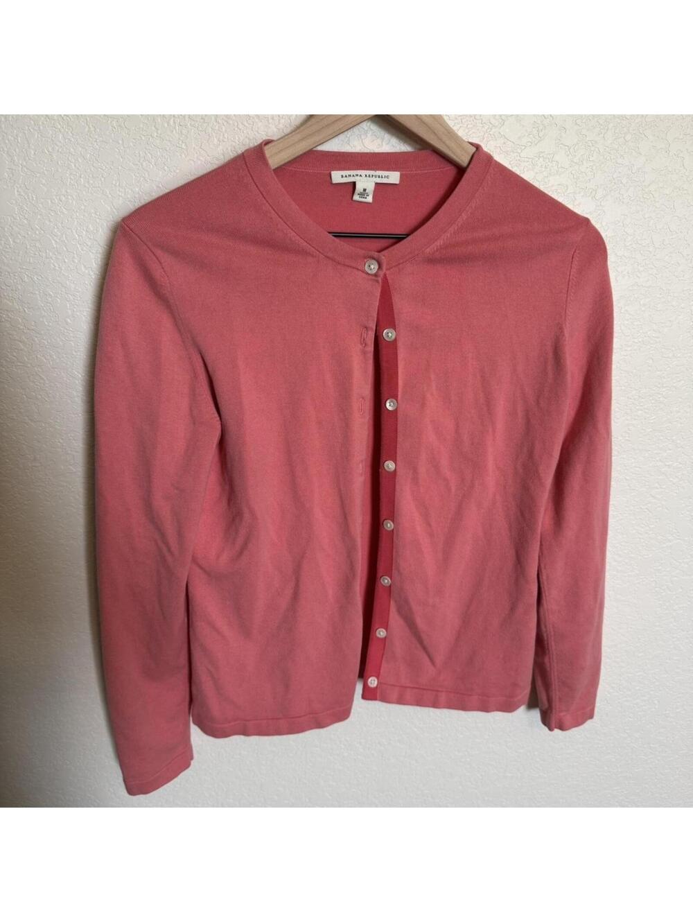 Coral Pink Banana Republic Silk Blend Cardigan, Medium